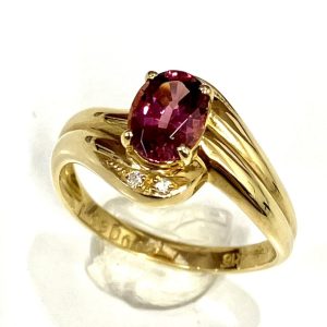 K18 トルマリン&メレダイヤリング